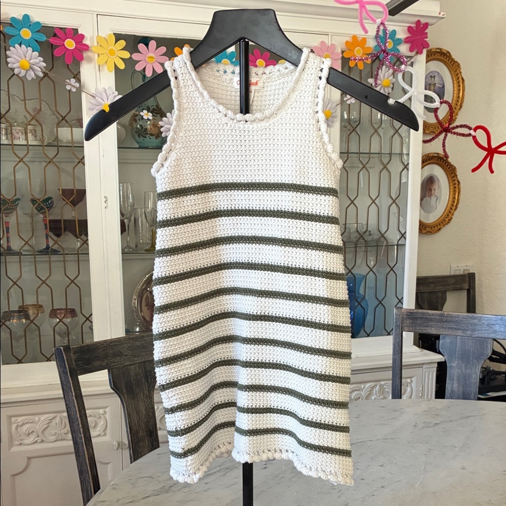 Cat & Jack White and Green Striped Knit Dress